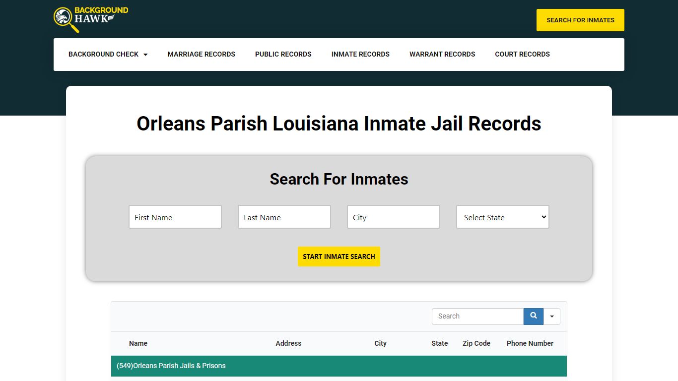 Inmate Jail Records in Orleans Parish , Louisiana